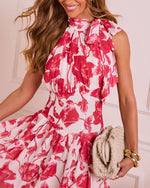 Marlisse Pleated Floral Halter Neck Maxi Dress