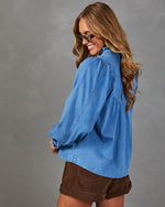 Aldina Ruffle Collar Denim Top