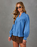 Aldina Ruffle Collar Denim Top