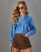 Aldina Ruffle Collar Denim Top