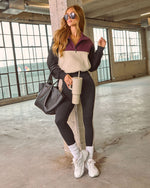 Burgundy Multi % Cool Down Colorblock Half Zip Pullover-2