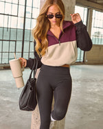 Burgundy Multi % Cool Down Colorblock Half Zip Pullover-5