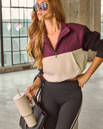 Burgundy Multi % Cool Down Colorblock Half Zip Pullover-3
