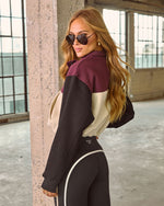 Burgundy Multi % Cool Down Colorblock Half Zip Pullover-4