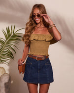 Quiet Drift Smocked Cotton Off the Shoulder Top
