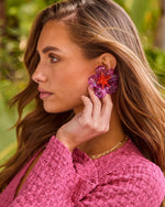 Fuchsia % Florena Resin Flower Earrings-1