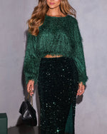 Midnight Garland Fuzzy Knit Sweater