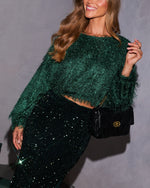 Midnight Garland Fuzzy Knit Sweater