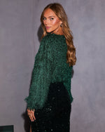 Midnight Garland Fuzzy Knit Sweater
