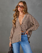 Good Call Plaid Button Down Blouse