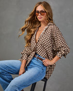 Good Call Plaid Button Down Blouse