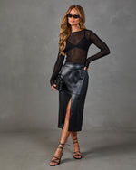 Chic Agenda Faux Leather Midi Skirt
