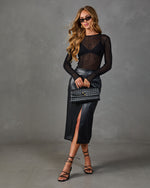 Chic Agenda Faux Leather Midi Skirt
