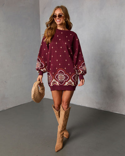 Rusted Rue Abstract Mini Sweater Dress – VICI