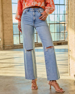 Light Wash % VICI Icon Super Stretch High Rise Straight Jeans-1