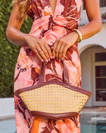 Dayvin Woven Vegan Leather Trim Shoulder Bag