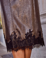 Juniper Vegan Leather Lace Trim Midi Skirt