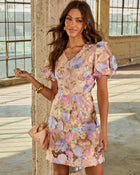 Passing Petals Floral Applique Mini Dress