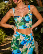 Island Whisper Abstract Print Crop Top