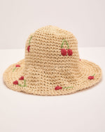 Farmstand Fresh Embroidered Floral Straw Bucket Hat