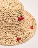 Farmstand Fresh Embroidered Floral Straw Bucket Hat