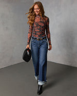 Spiced Dusk Printed Mock Neck Bodysuit