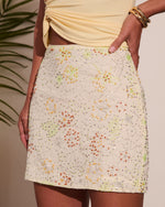 Coastal Blooms Embellished Floral Mini Skirt
