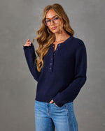 Gather Round Ribbed Knit Henley Sweater
