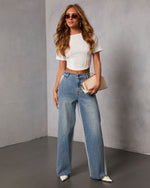 Romanah Rigid Denim Combo Sweatpants