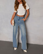 Romanah Rigid Denim Combo Sweatpants