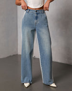 Romanah Rigid Denim Combo Sweatpants