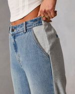 Romanah Rigid Denim Combo Sweatpants