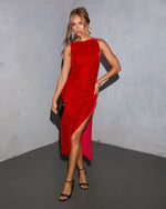 Merry Mood Ruched Midi Dress