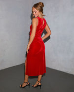 Merry Mood Ruched Midi Dress