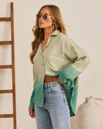 Sage Multi % Hartlie Water Color Button Down Top-3