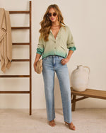 Sage Multi % Hartlie Water Color Button Down Top-6