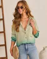 Sage Multi % Hartlie Water Color Button Down Top-5