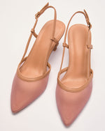 Salted Honey Mesh Slingback Kitten Heels