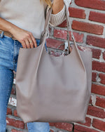 Taupe % Joella Leather Tote Bag-1