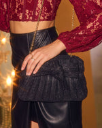 Zolie Pleated Lurex Bow Clutch