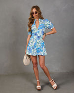 Bluebell Bloom Paisley Floral Mini Shirt Dress