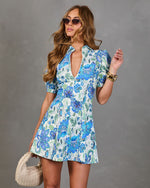 Bluebell Bloom Paisley Floral Mini Shirt Dress