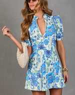 Bluebell Bloom Paisley Floral Mini Shirt Dress