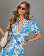 Bluebell Bloom Paisley Floral Mini Shirt Dress