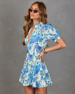 Bluebell Bloom Paisley Floral Mini Shirt Dress