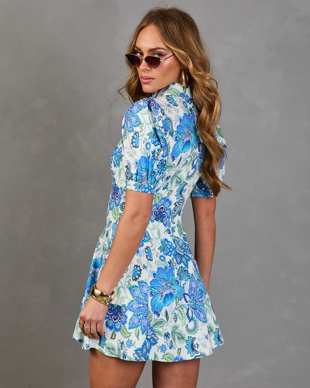 Bluebell Bloom Paisley Floral Mini Shirt Dress – VICI