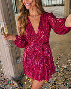 Party Pulse Wrap Sequin Mini Dress