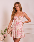 Peach Floral % Evena Floral Mini Dress-1
