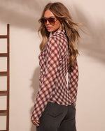 Quietly Collected Plaid Chiffon Button Down Top