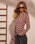 Quietly Collected Plaid Chiffon Button Down Top